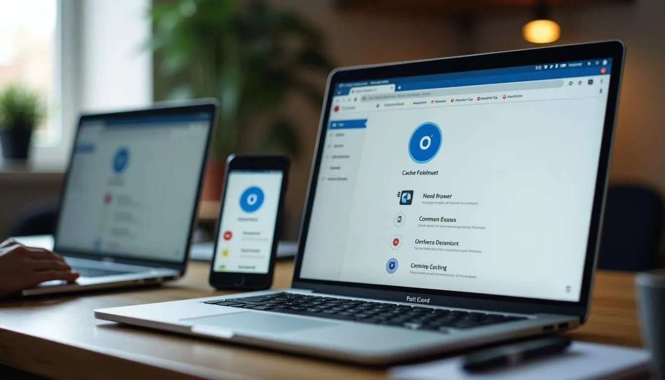 A Well-Organized, Modern Workstation With Multiple Devices And Browser Options.
