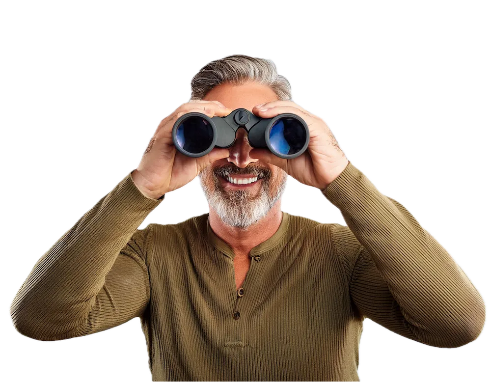 Man With Binoculars Finds What Looking For Seo